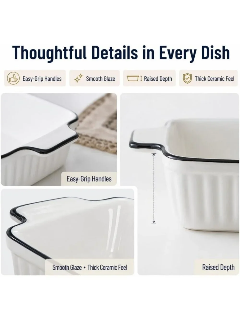 6 Pcs Small Ceramic Baking Dishes Set, 12 Oz Casserole & Lasagna Pans, Oven Safe